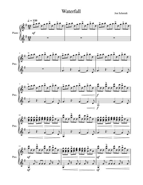 Waterfall - Jon Schmidt Sheet music for Piano (Solo) | Musescore.com