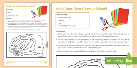 Make Your Own Contour Island Worksheet