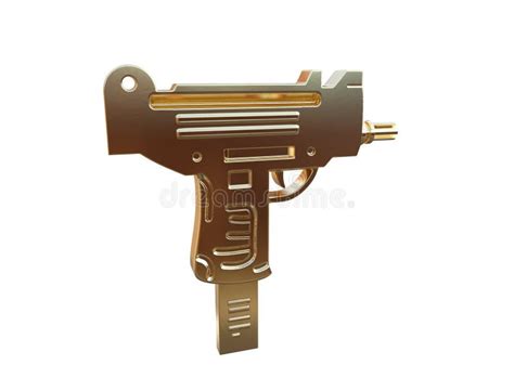 3d Rendering of the Model Submachine Gun Right-side View on White Background Stock Illustration ...