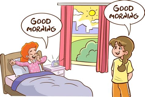 The children who wakes up and his family saying good morning 21081206 ...