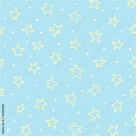 Simple and cute hand-drawn seamless stars background for children's ...