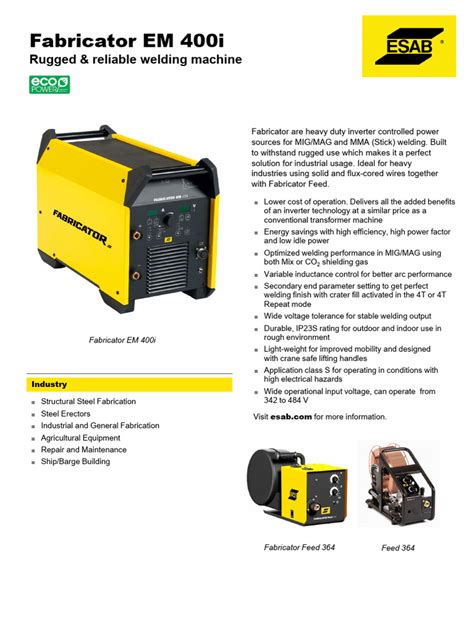 ESAB Fabricator 400 | PDF | Welding | Construction