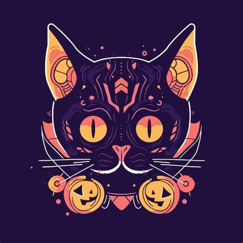 Premium Vector | Cute halloween cat illustration