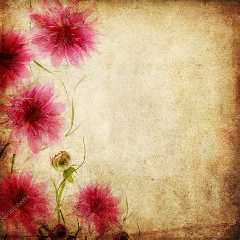 Old paper background with pink flowers — Stock Photo © o_april #9400430