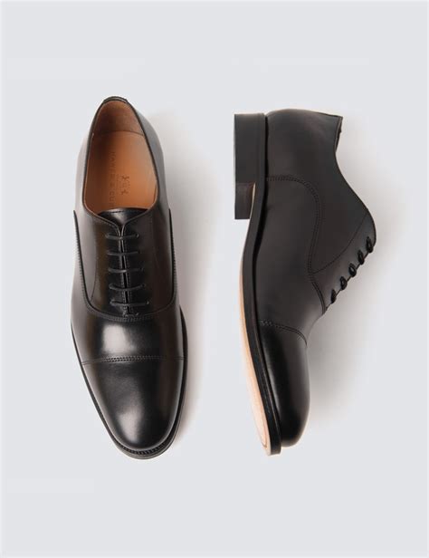 Men's Black Leather Oxford Shoe | Hawes & Curtis