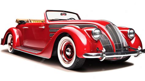 Premium Photo | Classic red cabriolet on a white background