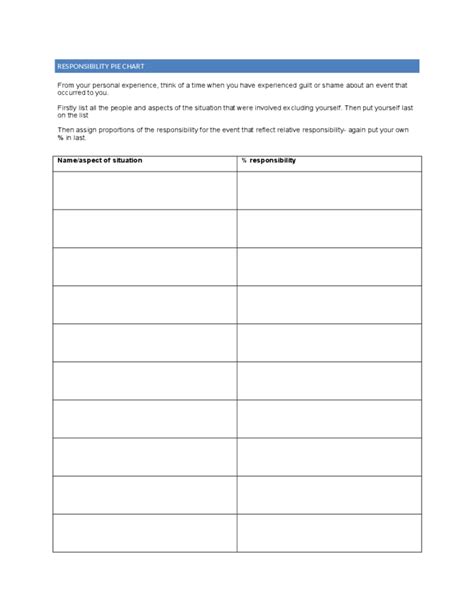 Responsibility Pie Chart Template Free Download