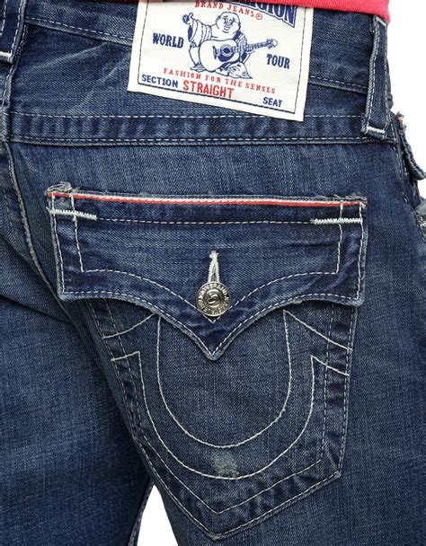 True religion Hand Picked Straight Back Flap Pocket Selvage Mens Jean in Blue for Men | Lyst