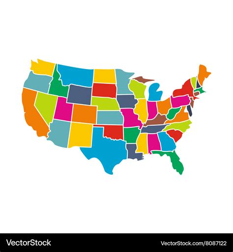 Colorful usa map with states icon Royalty Free Vector Image