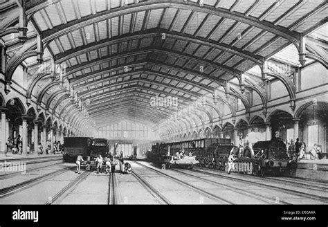 Bristol Railway Station, 1840 - interior of the passenger train hall Stock Photo - Alamy