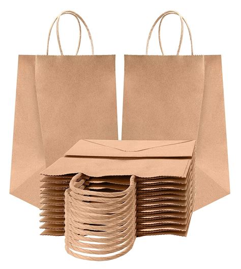 Paper Bags Shopping Bags. Pack of 25 Grocery Bags 10 x 5 x 13. Natural Brown Color. Reusable ...