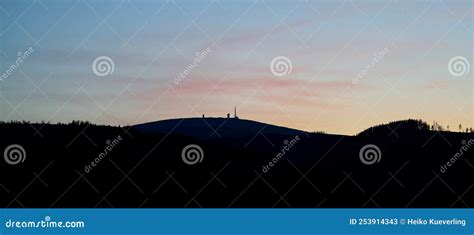 View of Brocken Peak in Harz National Park in Germany Stock Image - Image of mast, range: 253914343