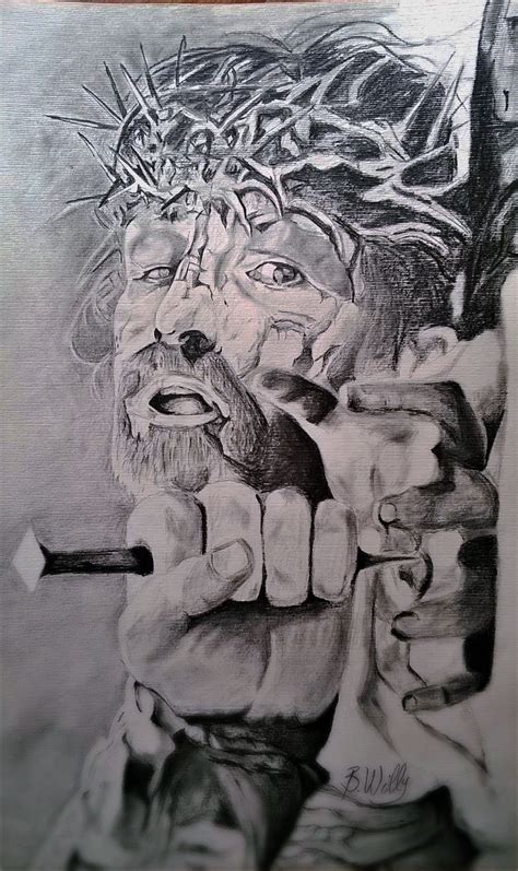 Jesus On The Cross Pencil Drawing at PaintingValley.com | Explore collection of Jesus On The ...