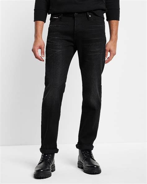 Express Men | Slim Straight Black Selvedge Jeans in Black | Express ...