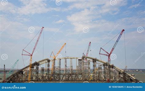 Construction of the Arch of the Kerch Bridge Stock Image - Image of ...