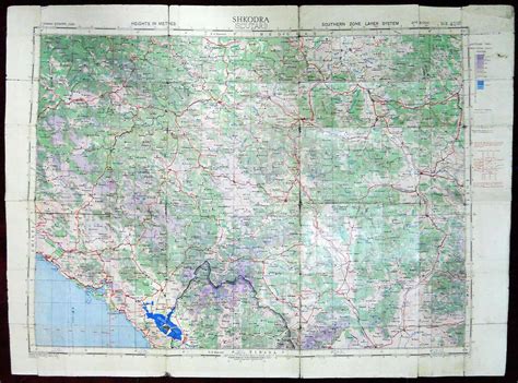 1942 Shkodra Albania Shkodër Montenegro Kosovo Serbia Topography Map WW2 British - Sigedon