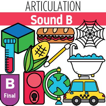 B sound Clipart ALL positions - Articulation Clipart-Speech Therapy-Phonics