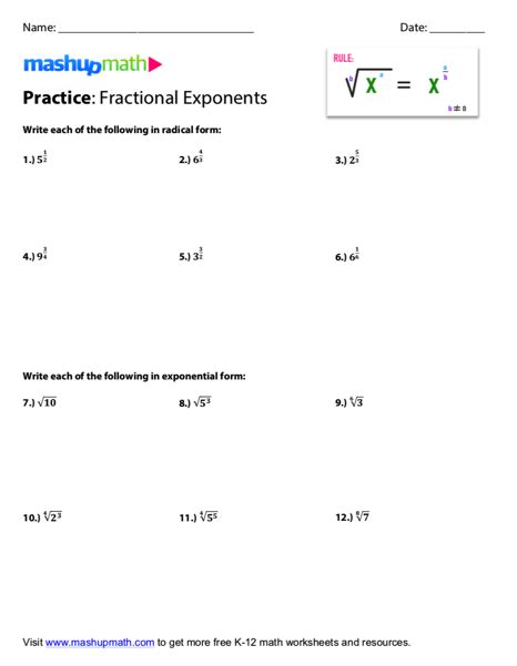 Fractional Exponents Lesson and Free Worksheet — Mashup Math