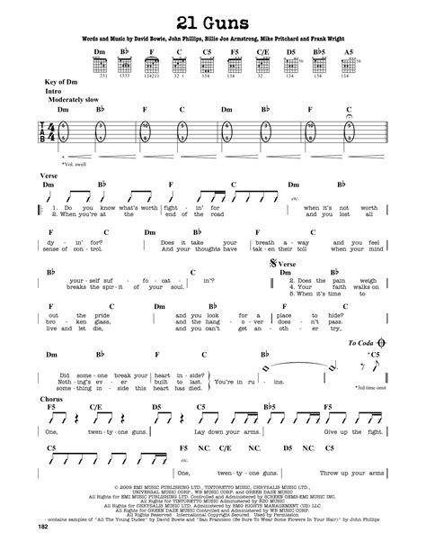 21 Guns by Green Day - Guitar Lead Sheet - Guitar Instructor