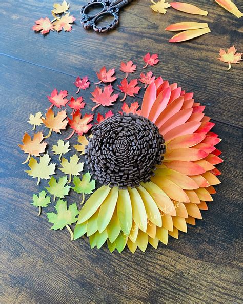 SVG Digital File Fall Foliage Sunflower Template Fall | Etsy