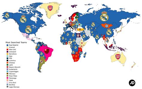 The most (Google) searched football clubs in the world. : r/soccer