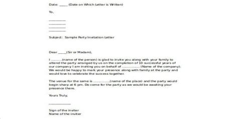 Party Invitation Letter Format - QS Study