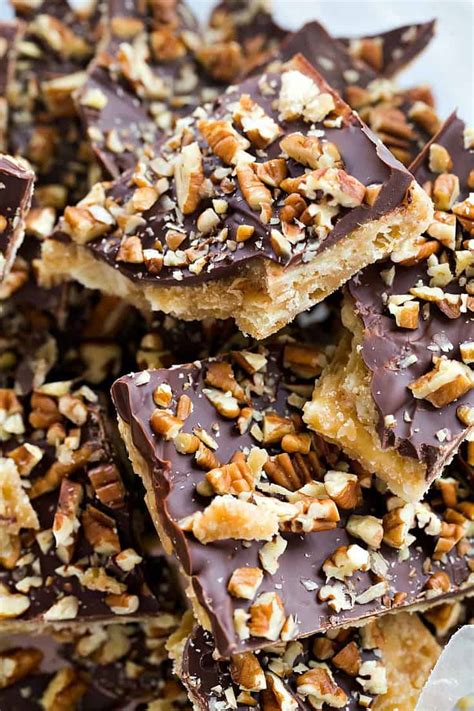 Saltine Toffee Candy with Pecans - Brown Eyed Baker