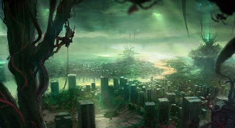 Wallpaper : digital art, apocalyptic, futuristic, jungle, darkness ...