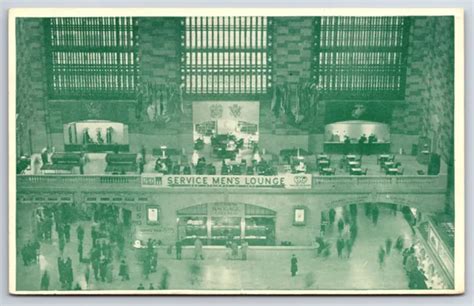 GRAND CENTRAL TERMINAL Service Men's Lounge 1945 New York City NYC NY Postcard $5.88 - PicClick