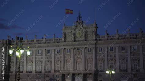 Palacio Real - Spanish Royal palace in Madrid at night with the ...