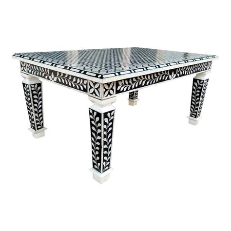 Bone Inlay Hand Crafted Coffee Table | Chairish