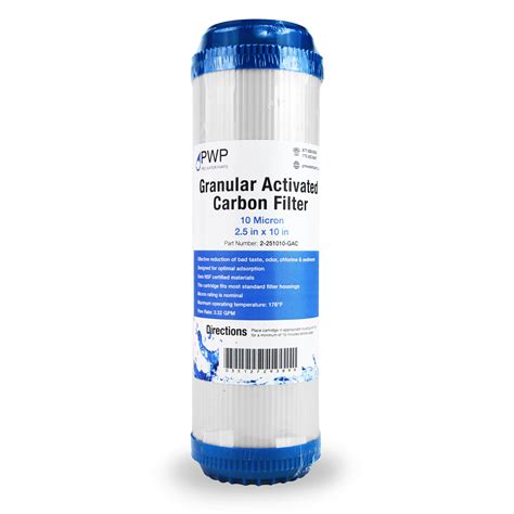 2.5X10" 10 Micron Granular Activated Carbon GAC Filter Cartridge Single ...