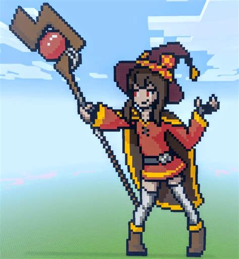 I wanted to share the Megumin pixel art I made on Minecraft PS4. : r/Konosuba