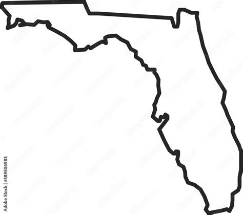 Florida map contour in png. Florida state map in line. Outline Florida ...