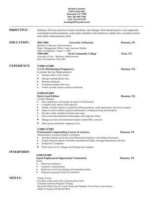 Brenda Resume Business 032009 | PDF