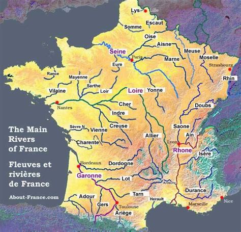 Map of the rivers of France - Carte des rivières de France Tours France, Europe Tours, Europe ...