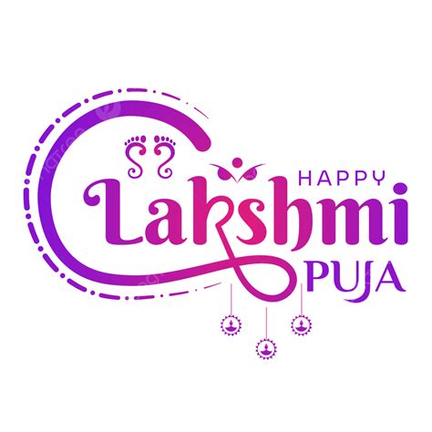 Happy Lakshmi Puja Calligraphy Diwali Diya And Laxmi Feet Decoration, Lakshmi Puja, Diwali ...