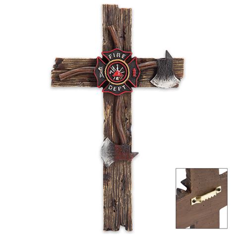 Firefighter Tribute Cross with Axes, Fire Department Seal Accents ...