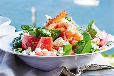 Prawn, feta and watermelon salad - Recipes - delicious.com.au