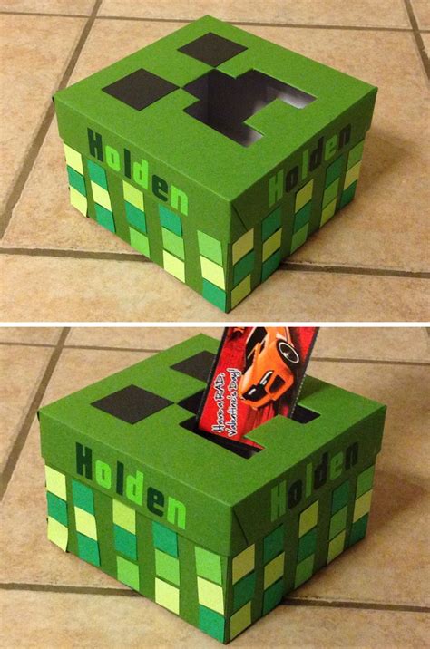 Minecraft creeper Valentine's Box for boys. Valentine's Day craft ...