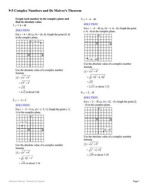 9-5 Complex Numbers and De Moivre`s Theorem