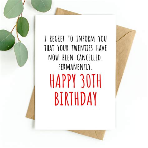 30th Birthday Card Funny 30th Birthday Card for Her or Him, 30th Birthday Card for Woman, 30th ...