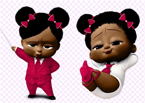 African American Boss Baby Girl clipart 300 dpi 9 PNG files | Etsy