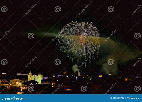 Fireworks on Italian Village Stock Photo - Image of anniversary, bright ...