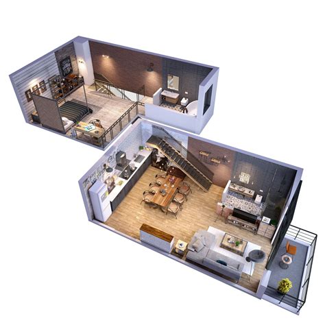 Info 3D Loft Apartment Floor Plans, Jendela Kamar