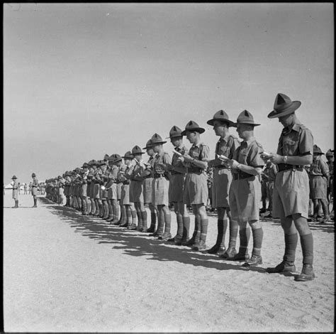 Line of officers at the Anzac Day parade at Maadi, 25 April 1942 : r ...