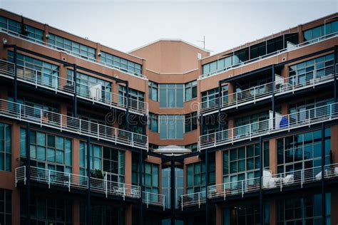 Modern Apartment Building in Canton, Baltimore, Maryland. Stock Image ...