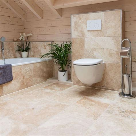 Travertine Tile Bathroom Floor