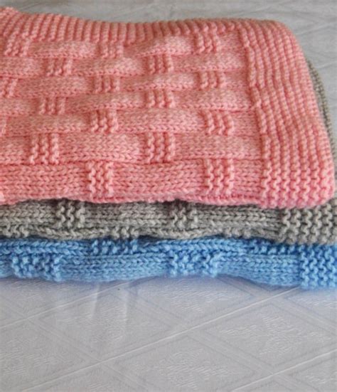 Blue Baby Blanket, Knitted Baby Blanket, Knit Baby Blanket, Hand Knit Blue Baby Blanket ...