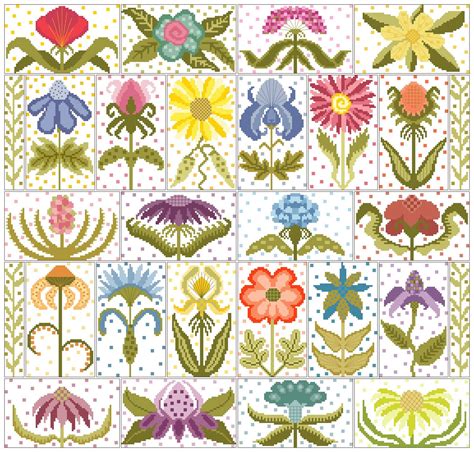 Funky Flower Collection-Counted Cross Stitch Charts | Etsy | Cross ...